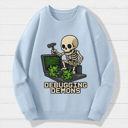 Debugging Demons Funny Programmer Geek Cotton Sweatshirt