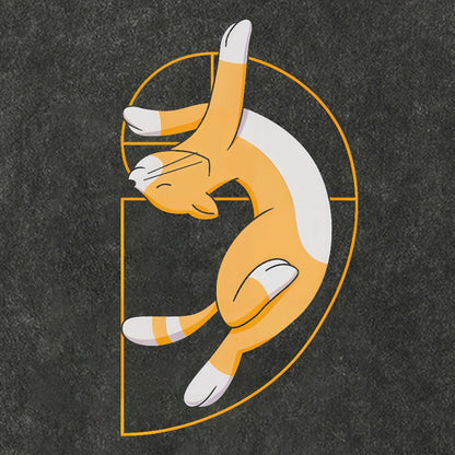 Fibonacci Spiral Cat Vintage Distressed T-shirt