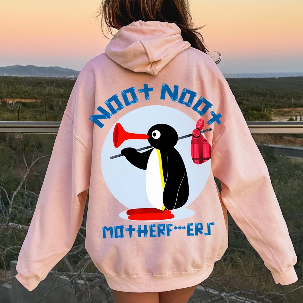 NOOT NOOT MOTHERF***ERS Printed Back Unisex Cotton Hoodie