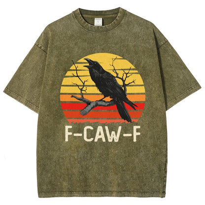 Retro Sunset F-Caw-F Black Bird Black Crow Vintage Distressed T-shirt