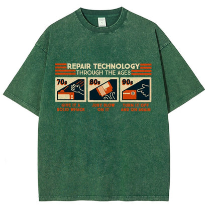 Repair Technology Through the Ages Vintage Distressed T-shirt