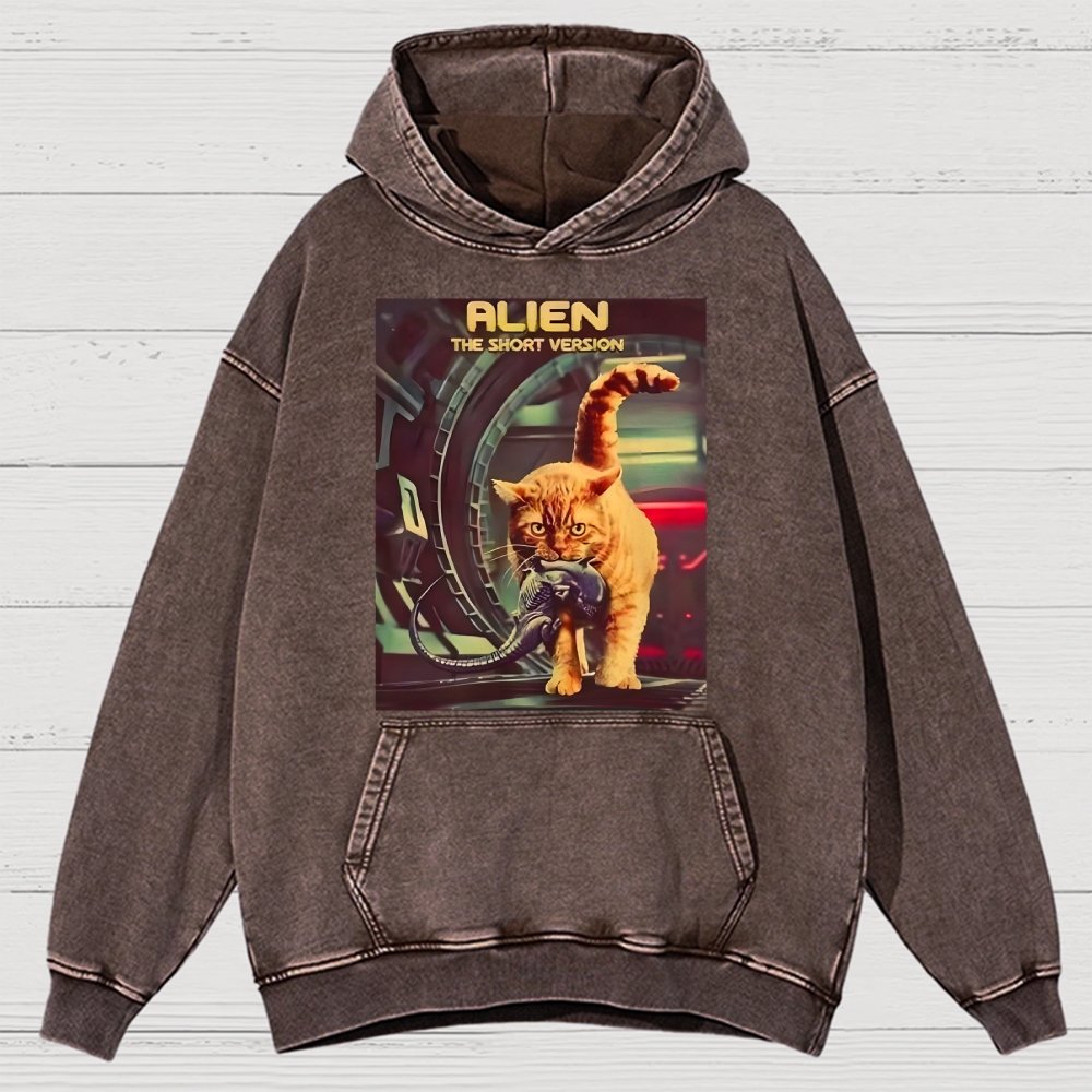 Mystery Cat Heavy Vintage Distressed Hoodie