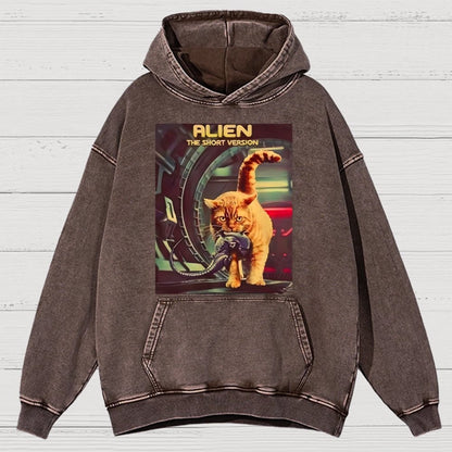Mystery Cat Heavy Vintage Distressed Hoodie