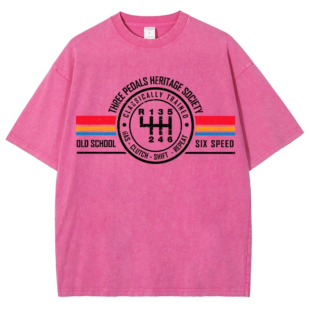 Three Pedals Heritage Society Vintage Distressed T-shirt