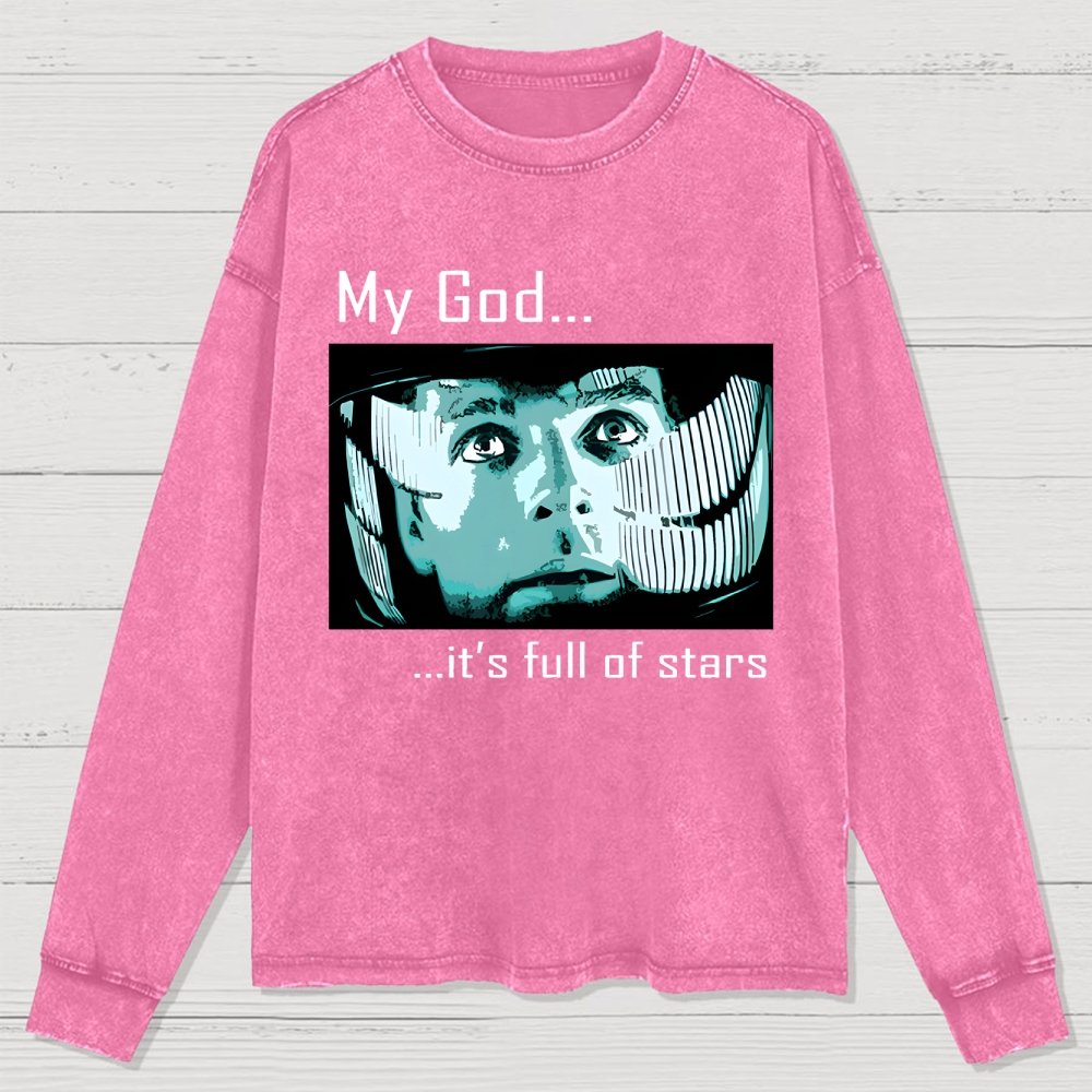 My God t's full of stars! Washed Long Sleeve Tee