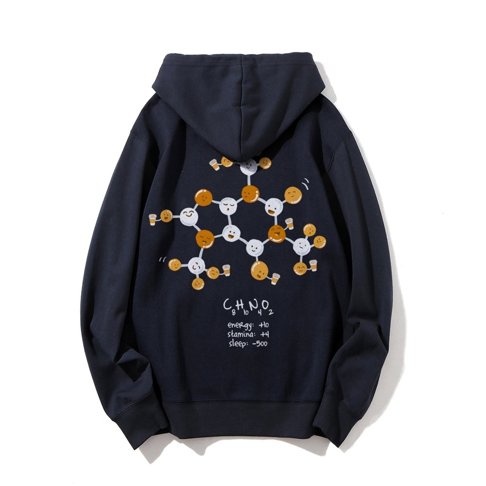 Caffeine Power Up Printed Back Unisex Cotton Hoodie