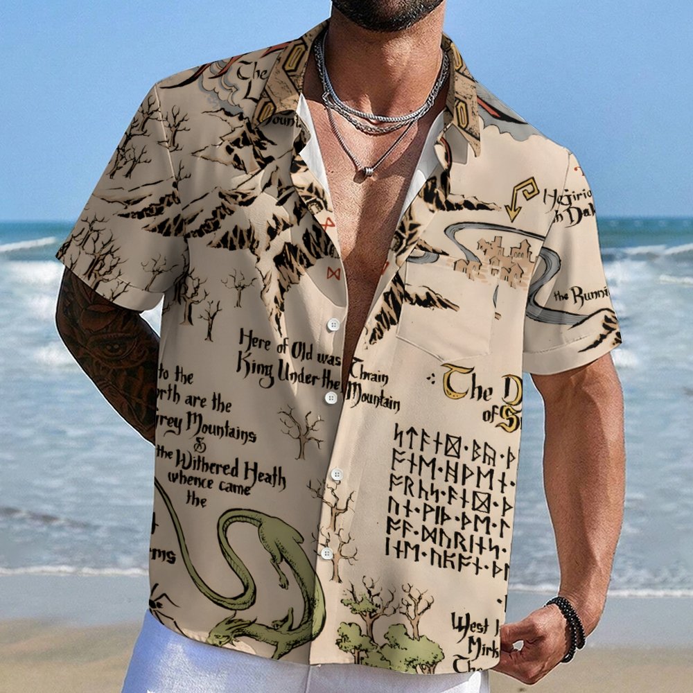 Medieval Science Fiction Map Geek Hawaiian Shirt