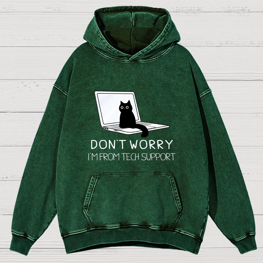 Funny Cat Tech Support  Vintage Distressed Hoodie