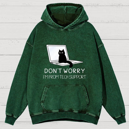 Funny Cat Tech Support  Vintage Distressed Hoodie