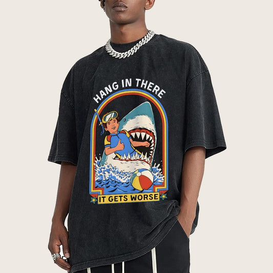 Hang In There It Gets Worse Vintage Distressed T-shirt