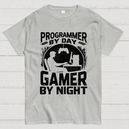 Programmer By Day Gamer By Night Computer Programming T-Shirt