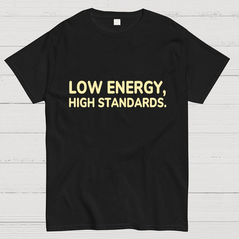 Low Energy, High Standards. Geek T-Shirt