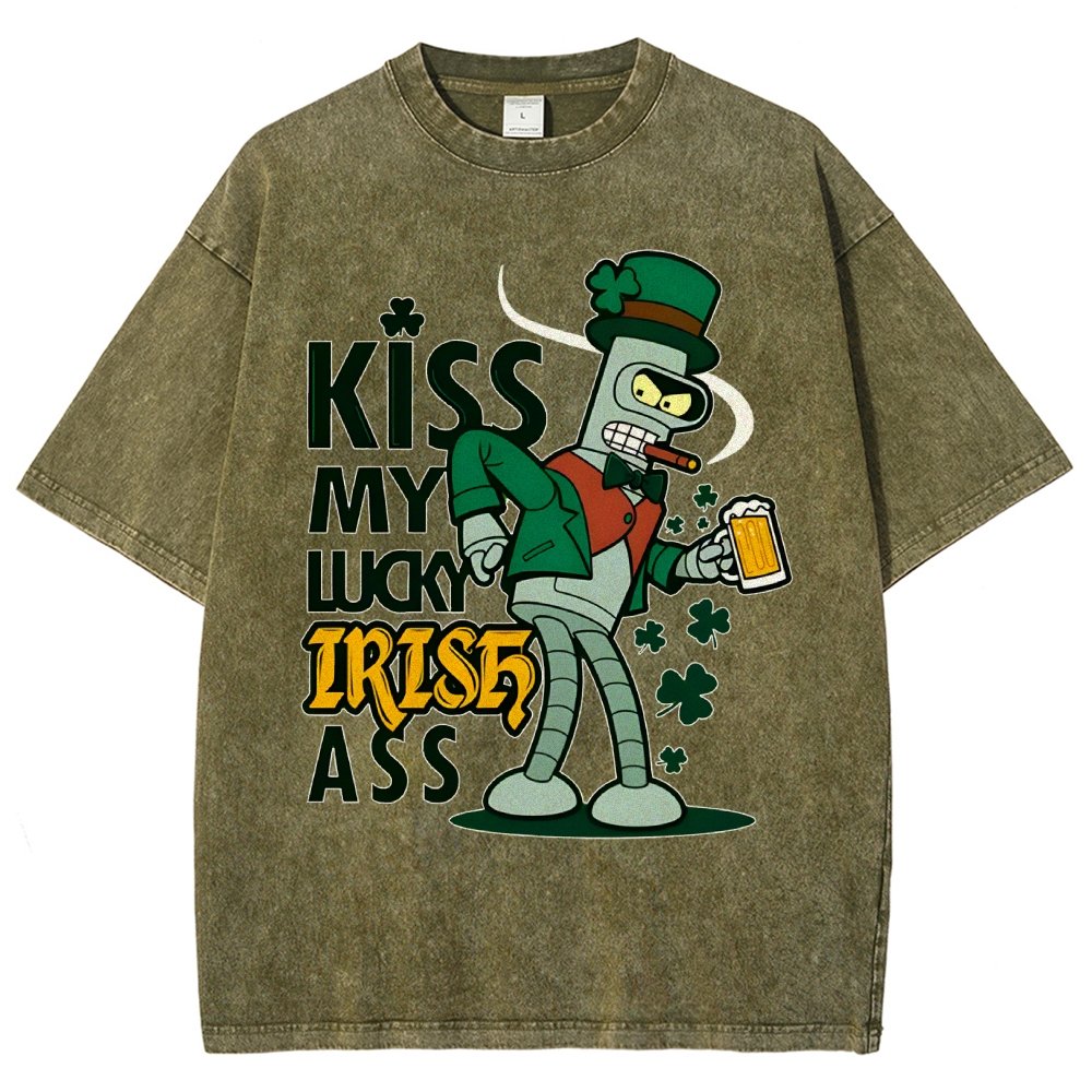 Kiss my Lucky Irish-St. Patrick's Day Vintage Distressed T-shirt