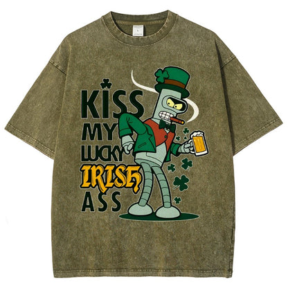 Kiss my Lucky Irish-St. Patrick's Day Vintage Distressed T-shirt