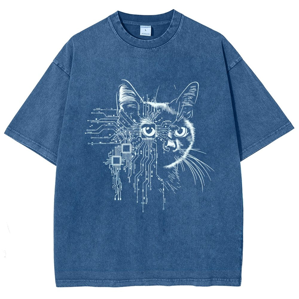 Future Cat Vintage Distressed T-shirt
