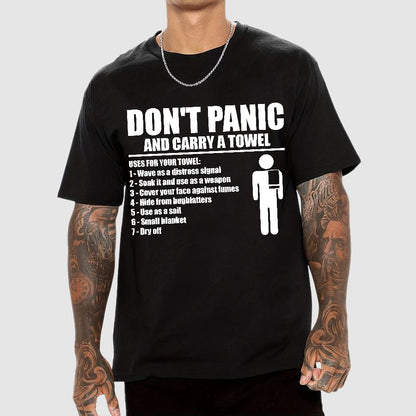 Don't Panic And Carry A Towel Geek T-Shirt