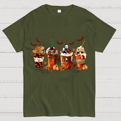 Skeleton Coffee Cups Halloween Geeky T-Shirt