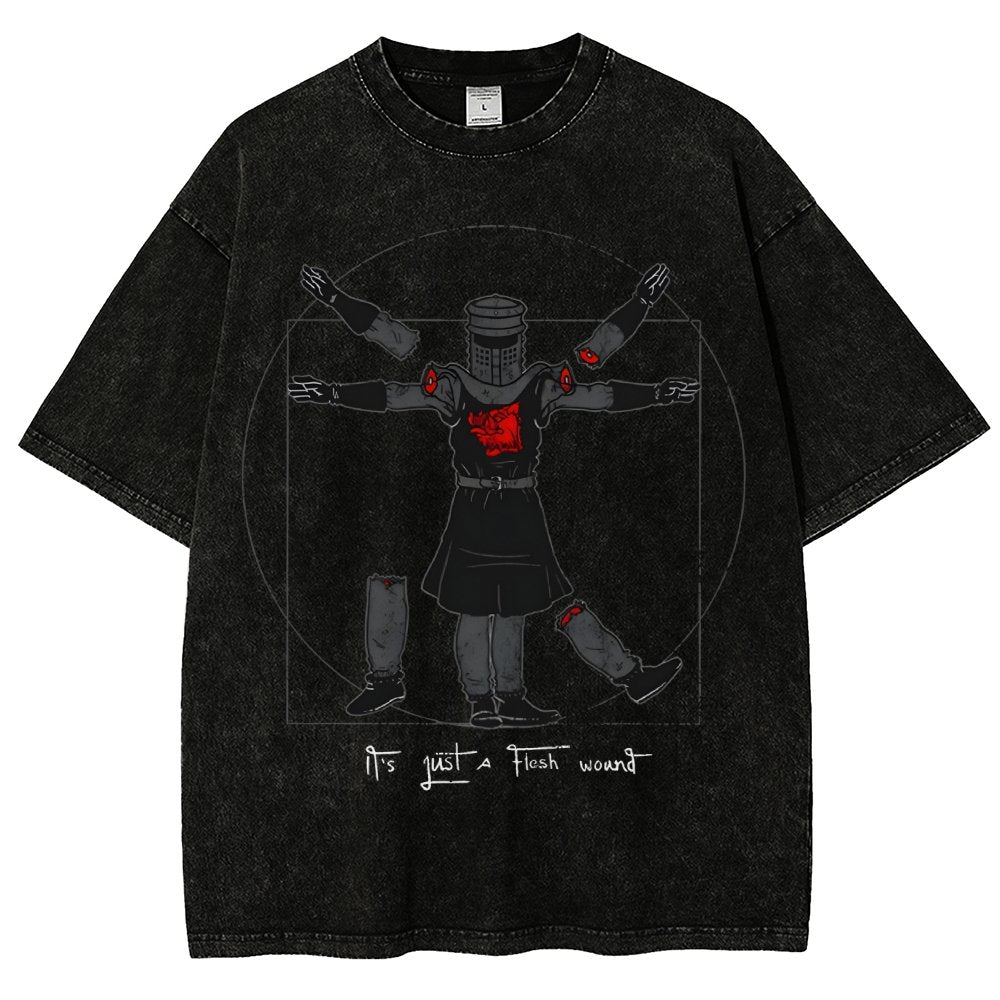 Vitruvian Man- Black Knight Vintage Distressed T-shirt