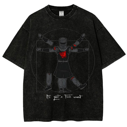 Vitruvian Man- Black Knight Vintage Distressed T-shirt