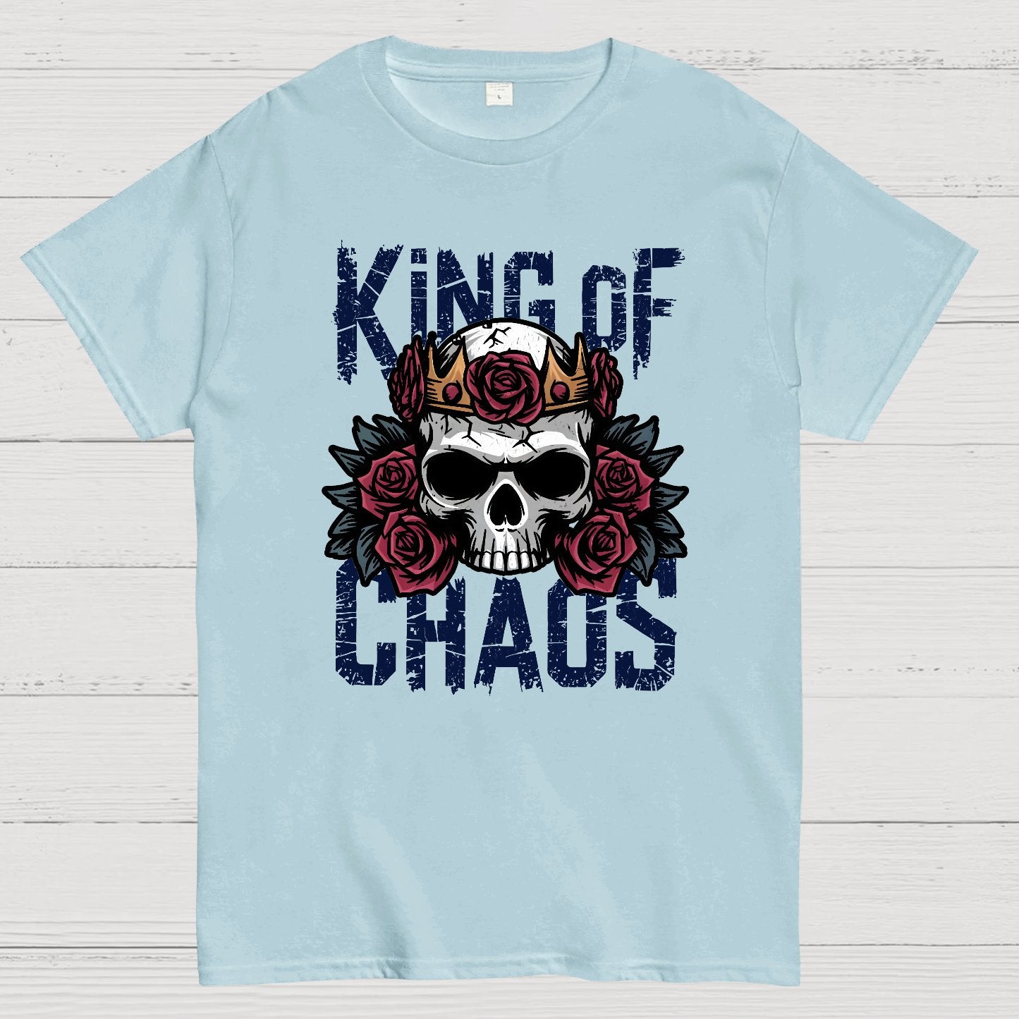King of Chaos Skull Rose Crown Nerdy T-Shirt