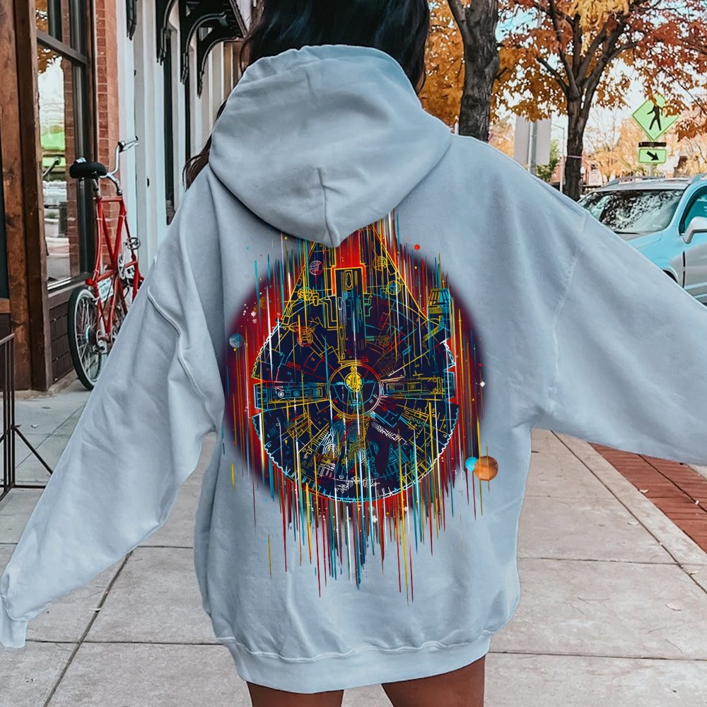 The Neon Falcon Printed Back Cotton Hoodie