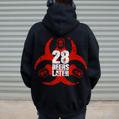 28 beers later Printed Back Unisex Cotton Hoodie