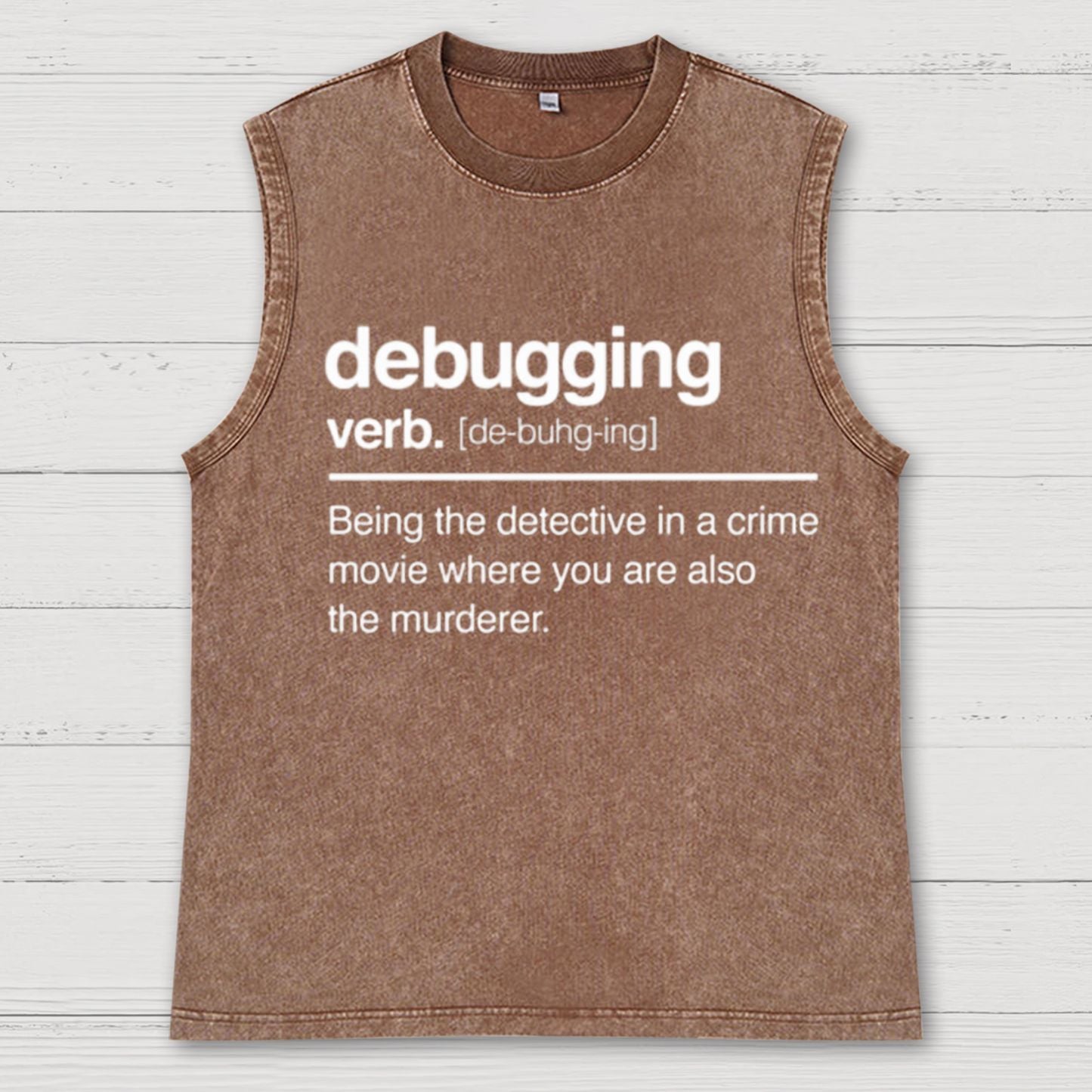 Debugging Verb-Computer Coder Nerd Vintage Distressed Washed Tank