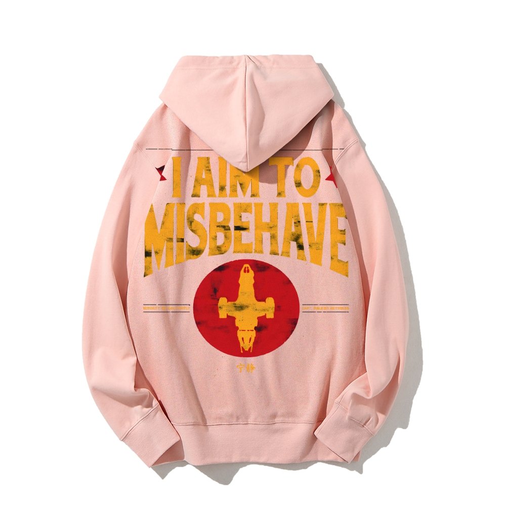 I Aim To Misbehave Geeky Printed Back Cotton Hoodie