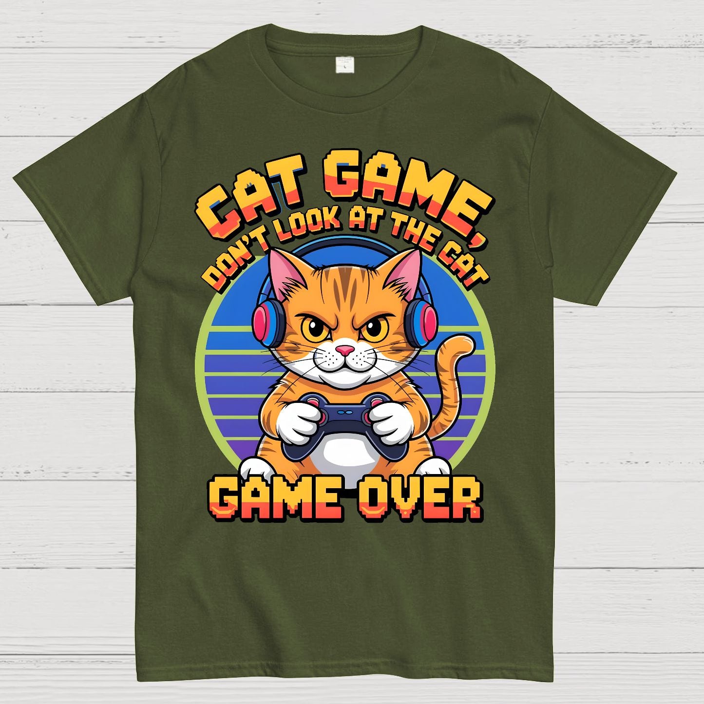 Funny Cat Game-Game Over Geek T-Shirt