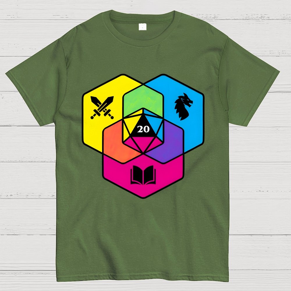 RPG CMYK Dice Venn Diagram Geek T-Shirt