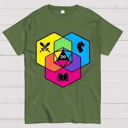 RPG CMYK Dice Venn Diagram Geek T-Shirt