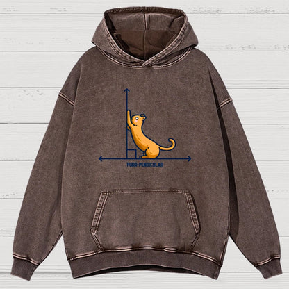 Purr-Pendicular Cute Maths Cat Premium Vintage Distressed Hoodie