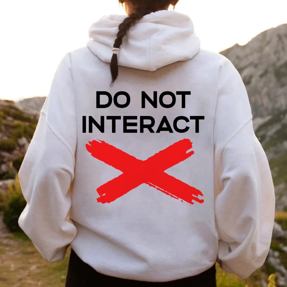Do Not Interact Printed Back Unisex Cotton Hoodie