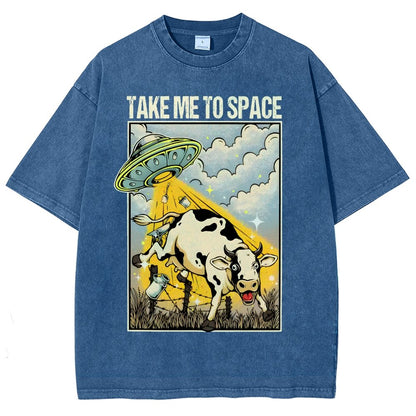 Take Me to Space - Alien Cow Abduction Vintage Distressed T-shirt
