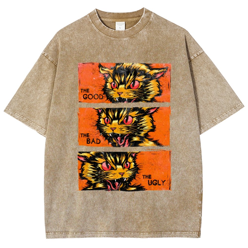 The Good The Bad The Ugly Cat  Vintage Distressed T-shirt