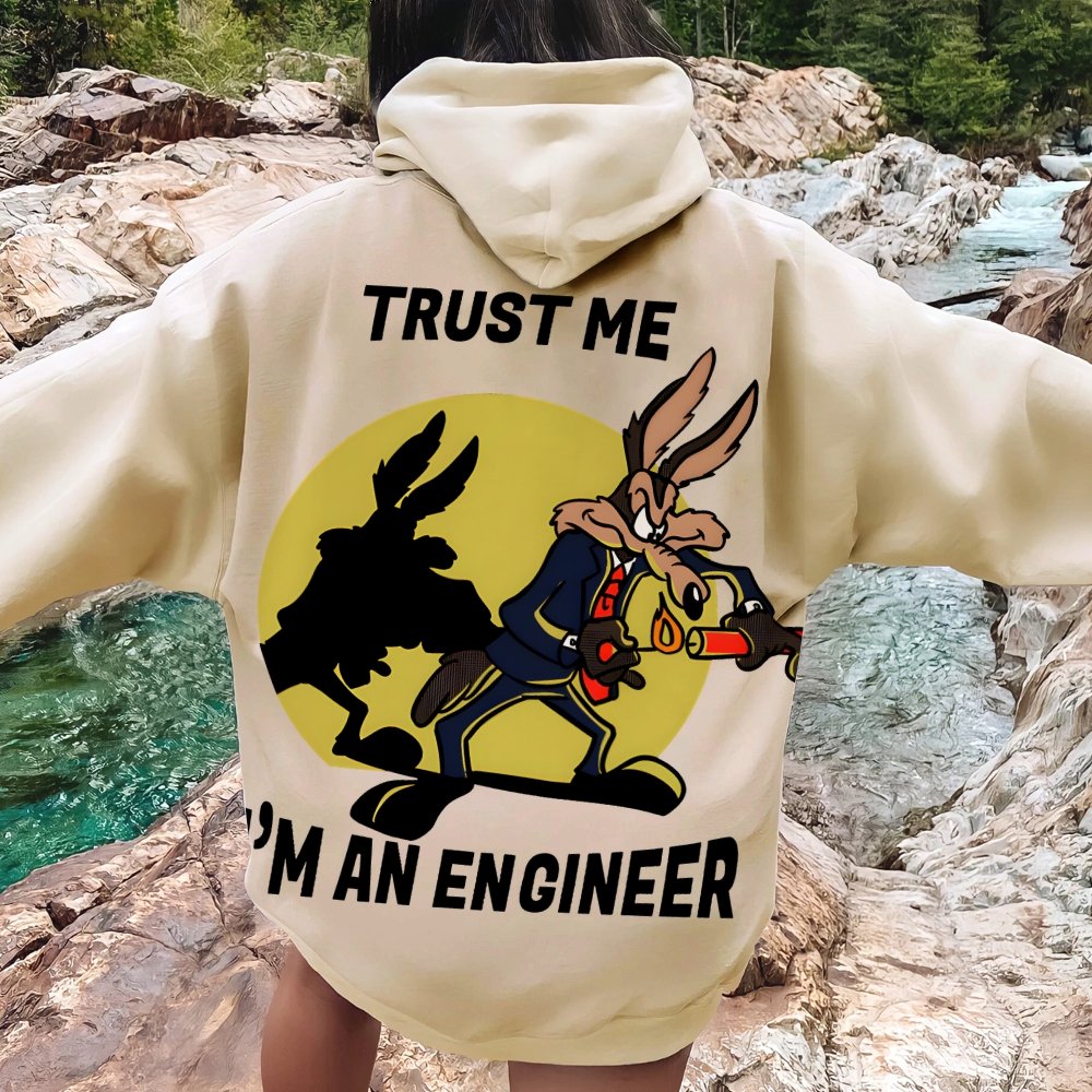 Trust Me I'm An Engineer Printed Back Cotton Hoodie