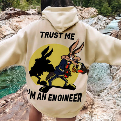 Trust Me I'm An Engineer Printed Back Cotton Hoodie