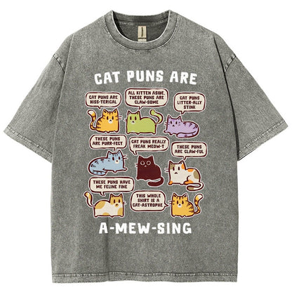 Cat Puns Are A-Mew-sing Vintage Distressed T-shirt