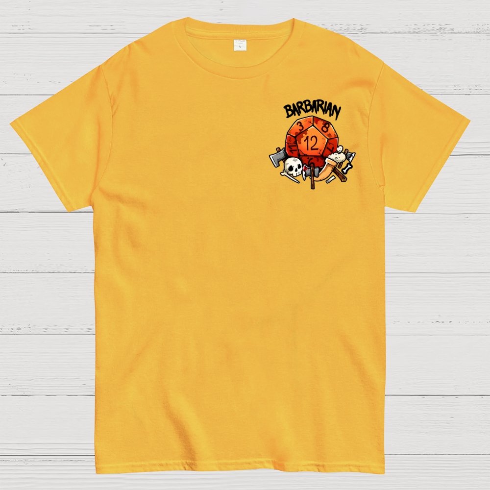 Barbarian Dice Game Front And Back Printing Geek T-Shirt