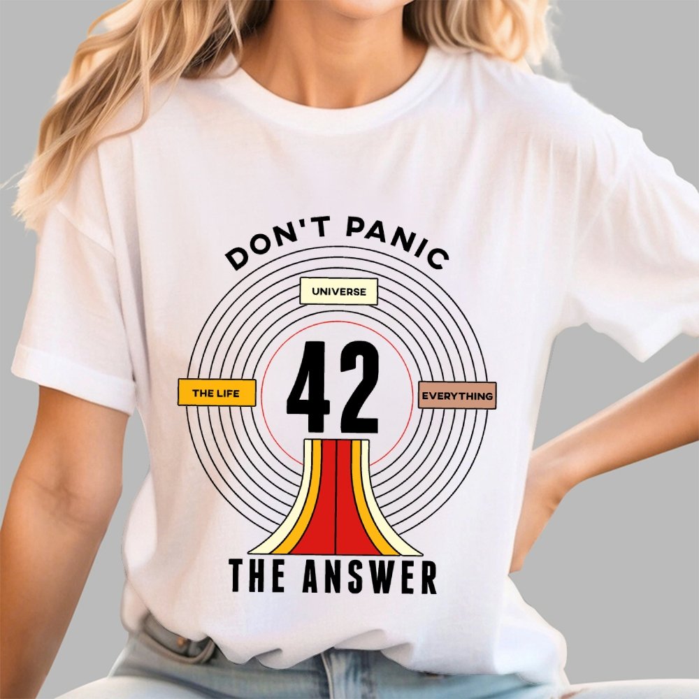 Nice Don't Panic 42 The Answer To Life Geek T-Shirt