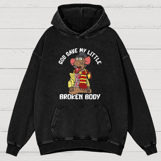 God Save My Little Broken Body Vintage Distressed Hoodie