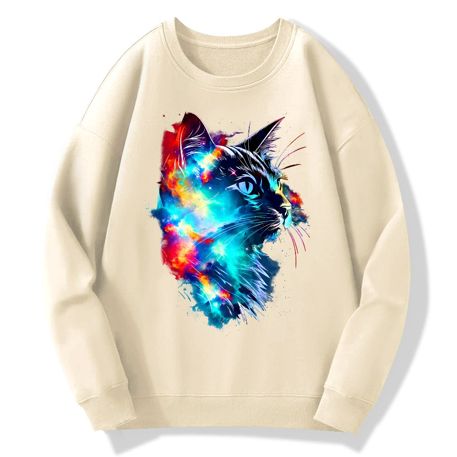 Cosmos cat Cotton Pullover Sweatshirt