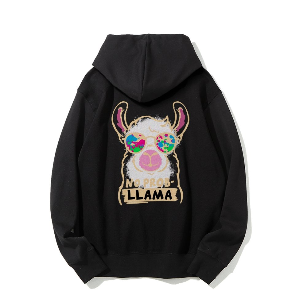 No probllama Printed Back Unisex Cotton Hoodie