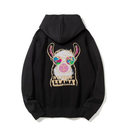 No probllama Printed Back Unisex Cotton Hoodie