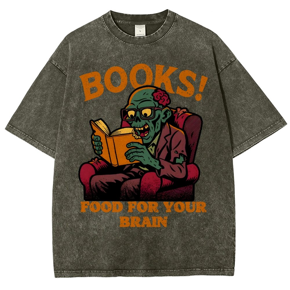 Books! Food For Your Brain Vintage Distressed T-shirt