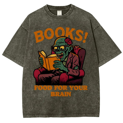 Books! Food For Your Brain Vintage Distressed T-shirt