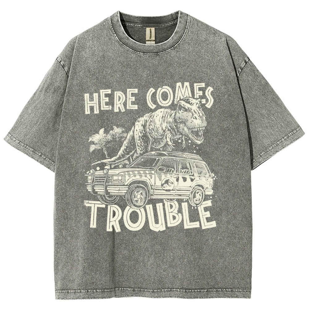 Here Comes Trouble Vintage Distressed T-shirt