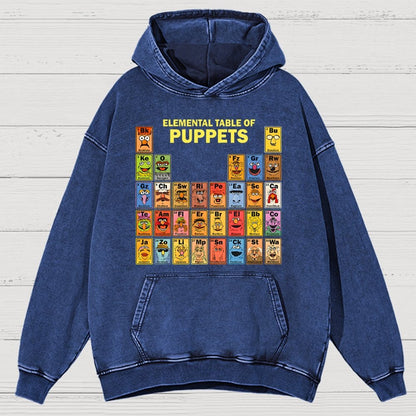 Elemental Table Of Puppets Vintage Distressed Hoodie