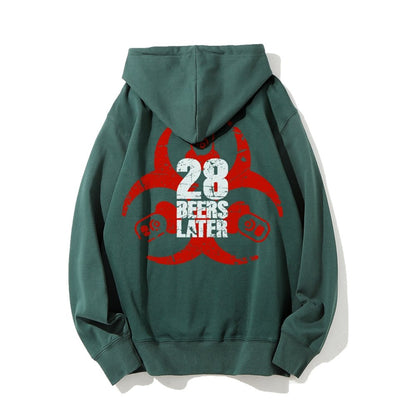 28 beers later Printed Back Unisex Cotton Hoodie