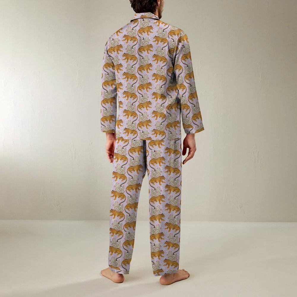 Leopard Art Print Geek Long Sleeve Pajama Set